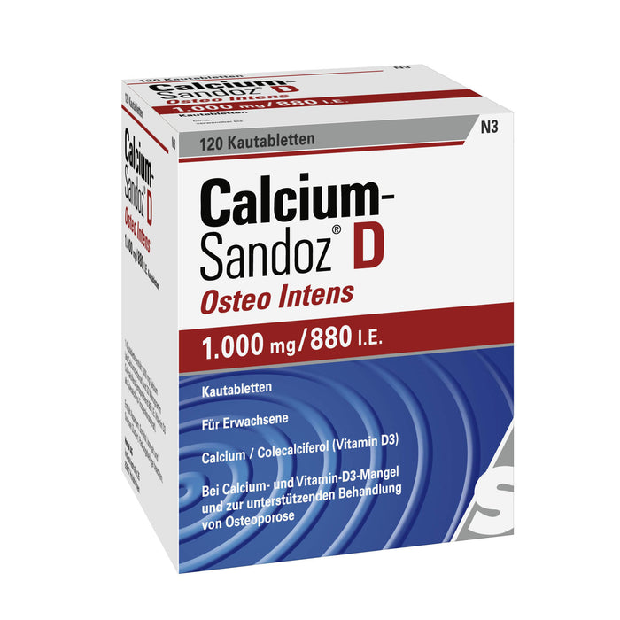 Calcium-Sandoz D Osteo Intens 1000 mg/880 I.E. Kautabletten, 120 pc Tablettes