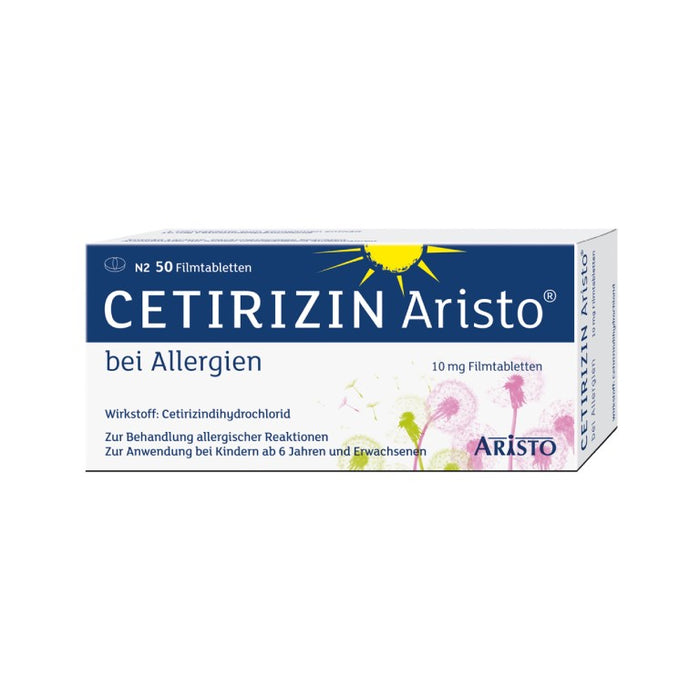 Cetirizin Aristo 10 mg Filmtabletten bei Allergien, 50 pcs. Tablets