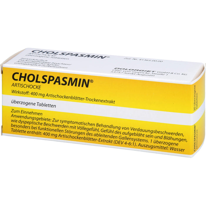 CHOLSPASMIN Artischocke Tabletten, 30 pcs. Tablets