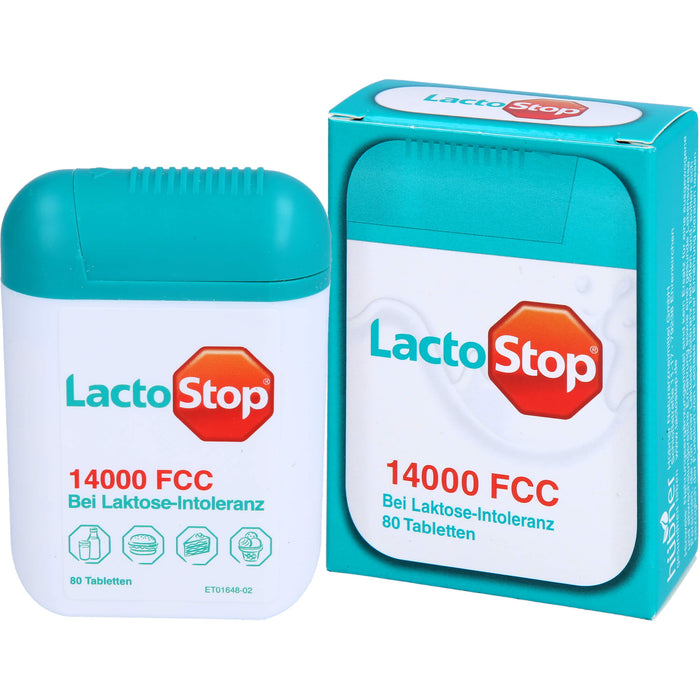 LactoStop 14000 FCC Spender bei Lactose-Intoleranz, 80 pcs. Tablets