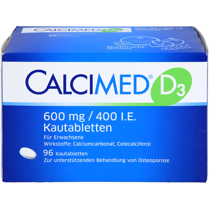 CALCIMED D3 600 mg/ 400 I.E. Kautabletten bei Osteoporose, 96 pcs. Tablets