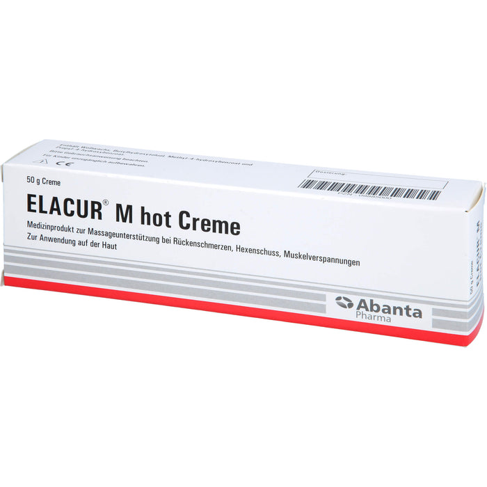 Elacur M Hot Creme bei Rückenschmerzen, Hexenschuss, Muskelverspannungen, 50 g Crème