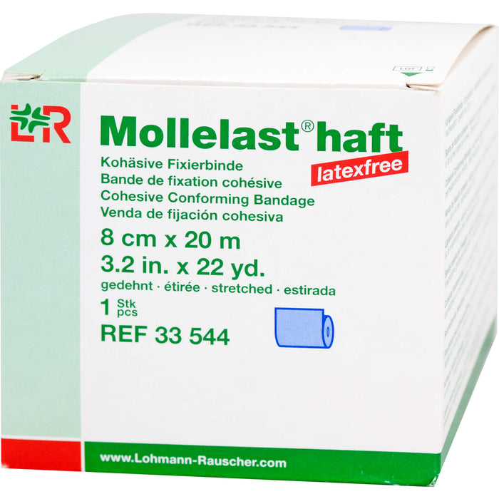 Mollelast haft latexfrei blau 8cm x 20m gedehnt, 1 St BIN