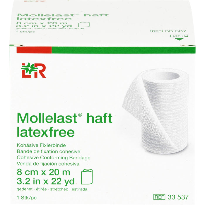 Mollelast haft latexfrei weiß 8cm x 20m gedehnt, 1 St BIN