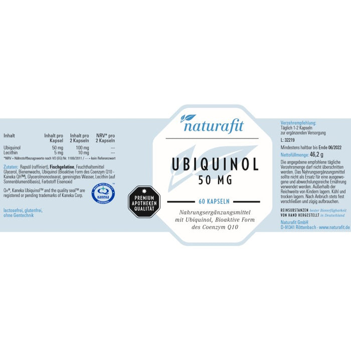 naturafit Ubiquinol 50 mg Kapseln, 60 pcs. Capsules