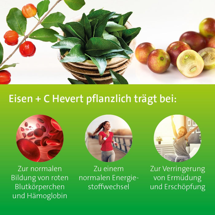 HEVERT Eisen + C pflanzliche Kapseln für Blutbildung, Energiestoffwechsel und zur Verringerung von Müdigkeit, 60 pc Capsules