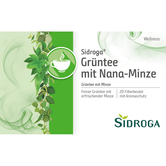 Sidroga Wellness-Tee Grüntee mit Nana-Minze, 20 pc Sac filtrant