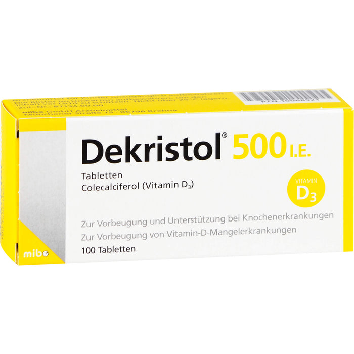 Dekristol 500 I.E. Tabletten bei Vitamin-D-Mangelerkrankungen und zur unterstützenden Behandlung der Osteoporose, 100 pcs. Tablets