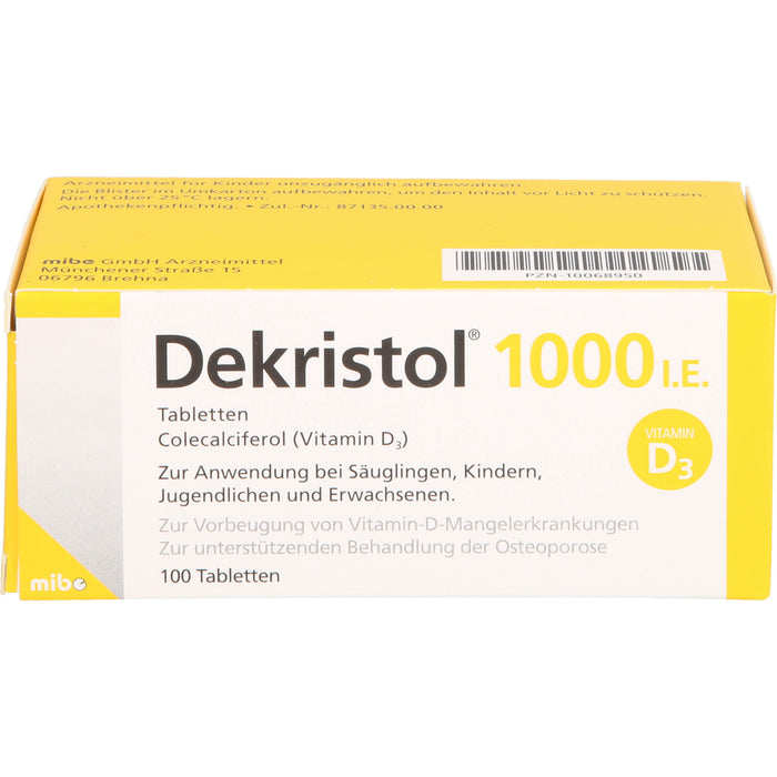 Dekristol 1000 I.E. Tabletten bei Vitamin-D-Mangelerkrankungen und zur unterstützenden Behandlung der Osteoporose, 100 St. Tabletten