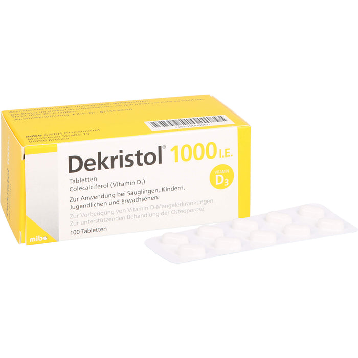 Dekristol 1000 I.E. Tabletten bei Vitamin-D-Mangelerkrankungen und zur unterstützenden Behandlung der Osteoporose, 100 pcs. Tablets