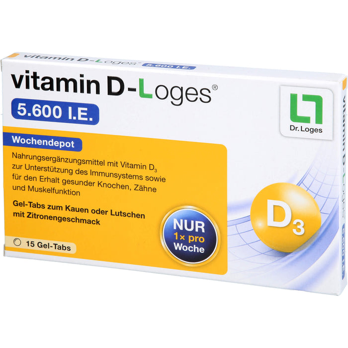 vitamin D-Loges 5.600 I.E. Gel-Tabs, 15 pcs. Tablets