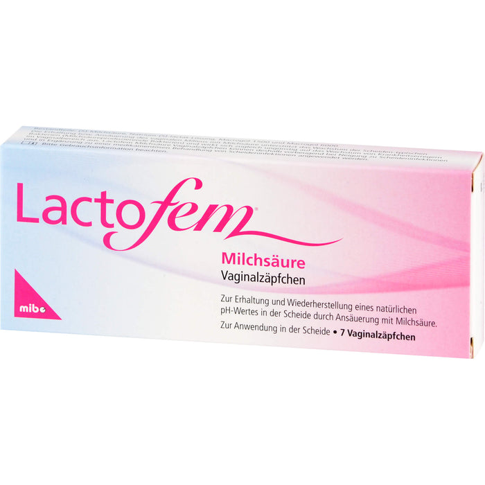 Lactofem Milchsäure Vaginalzäpfchen zur Erhaltung und Wiederherstellung eines natürlichen pH-Wertes in der Scheide, 7 pc Suppositoires