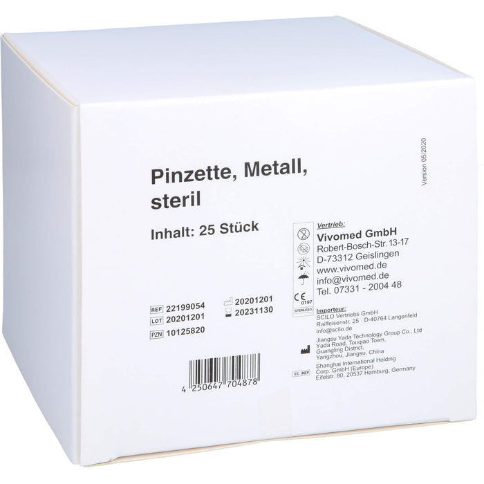 vivomed Pinzette Metall 9 cm spitz steril, 25 pcs. Tweezers