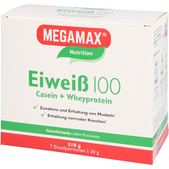 MEGAMAX Nutrition Eiweiß 100 Pulver Himbeer-Geschmack, 210 g Powder