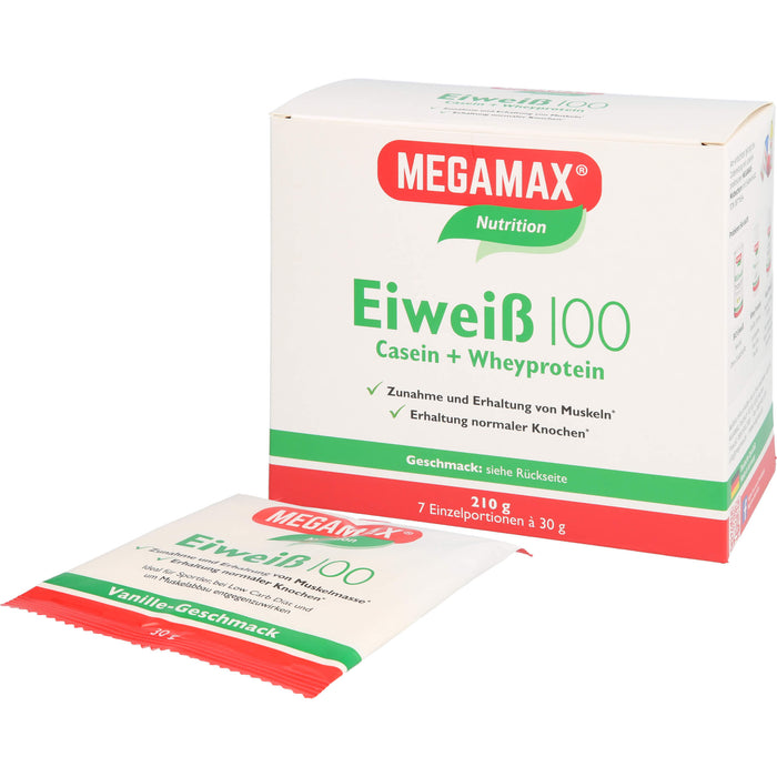 MEGAMAX Basic & Active Eiweiß 100 Pulver Geschmack Neutral, 210 g Pulver