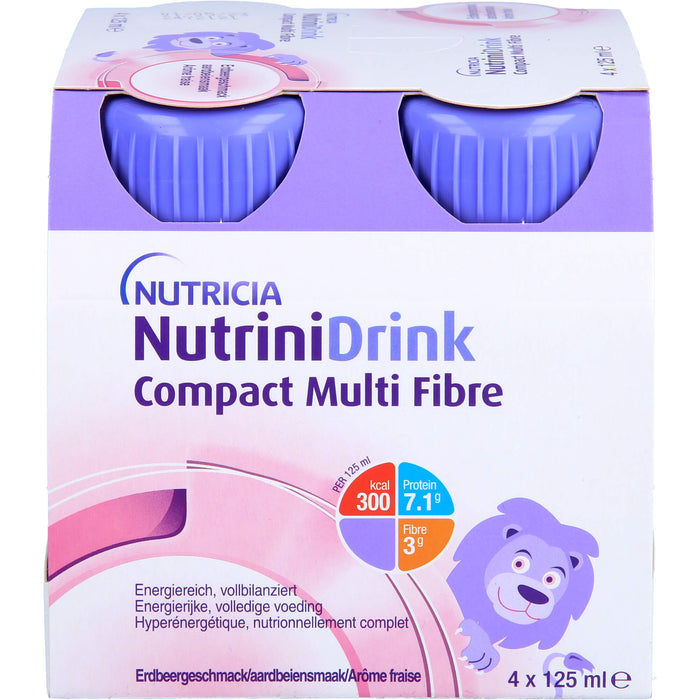 Nutrini Drink Compact Multi Fibre Erdbeere Trinknahrung, 4 St. Flaschen