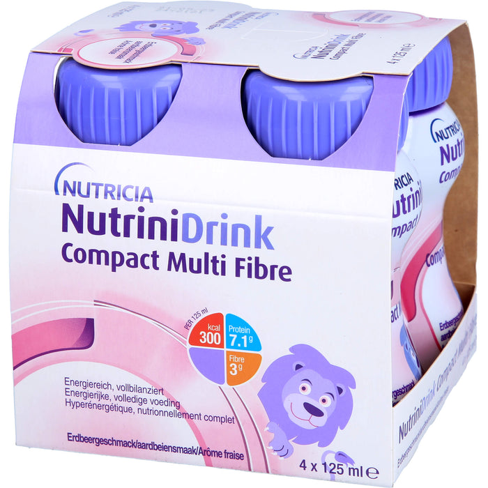 Nutrini Drink Compact Multi Fibre Erdbeere Trinknahrung, 4 St. Flaschen