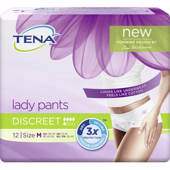 TENA Lady Pants Discreet M, 12 pc Pantalons à couches