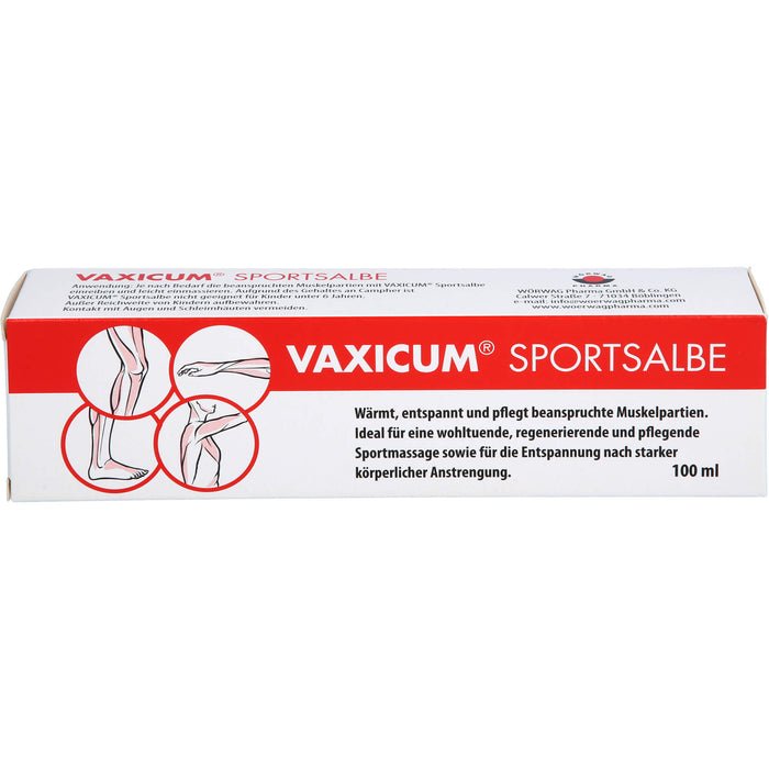 VAXICUM Sportsalbe wärmt, entspannt und pflegt beanspruchte Muskelpartien, 100 ml Onguent