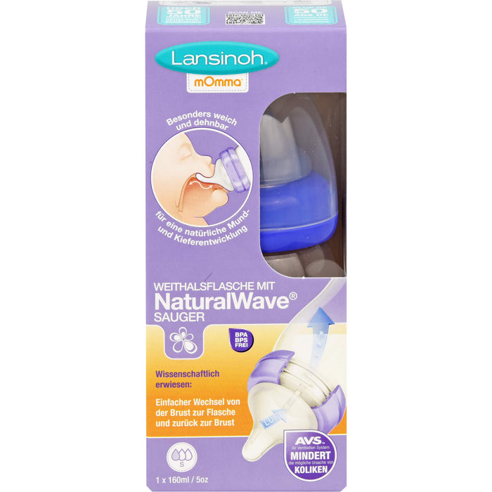 Lansinoh Weithalsflasche mit NaturalWave Sauger S 160 ml, 1 pcs. Bottles