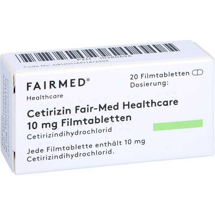 Cetirizin Fair-Med Healthcare 10 mg Filmtabletten bei Allergien, 20 pc Tablettes