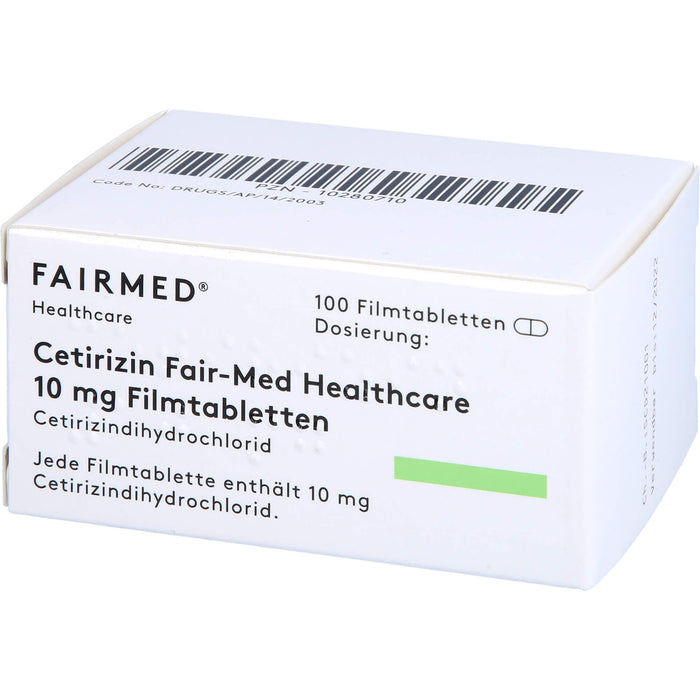 Cetirizin Fair-Med Healthcare 10 mg Filmtabletten bei Allergien, 100 pc Tablettes