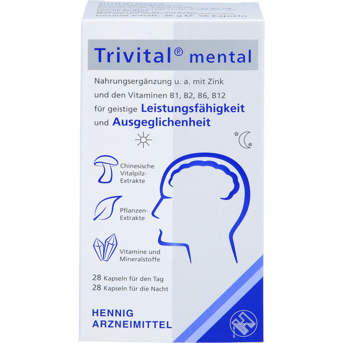 Trivital mental Kapseln für geistige Leistungsfähigkeit und Ausgeglichenheit, 56 pc Capsules