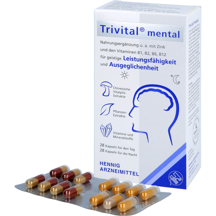 Trivital mental Kapseln für geistige Leistungsfähigkeit und Ausgeglichenheit, 56 pc Capsules