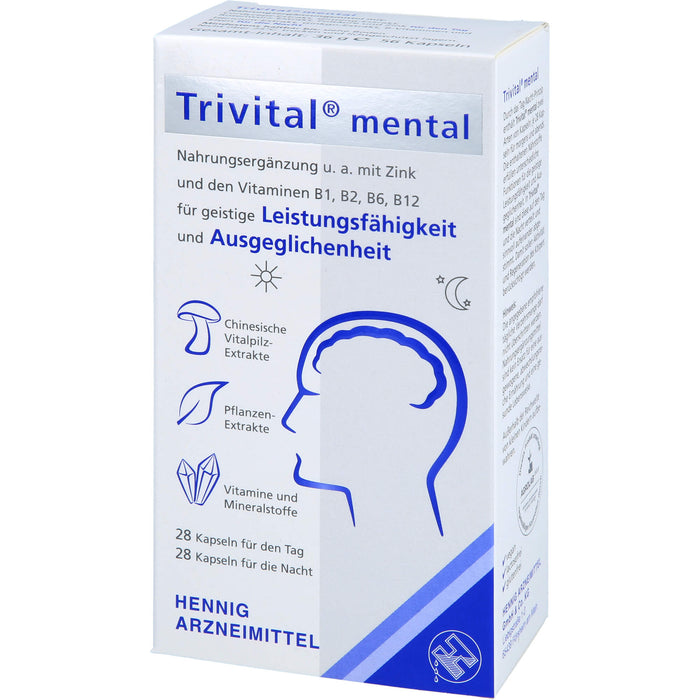 Trivital mental Kapseln für geistige Leistungsfähigkeit und Ausgeglichenheit, 56 pcs. Capsules