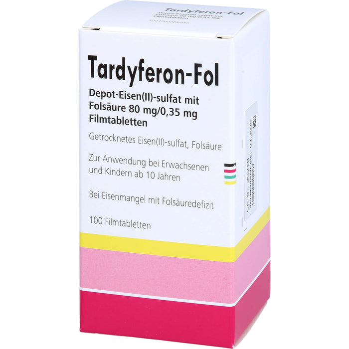 Tardyferon-Fol Depot-Eisen(II)-sulfat mit Folsäure 80 mg/0,35 mg Eurim Filmtabletten, 100 pc Tablettes