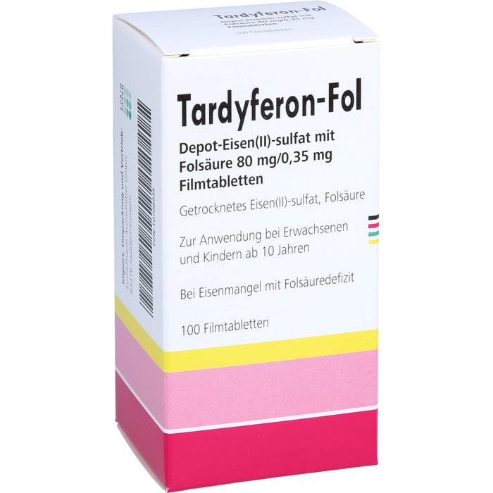 Tardyferon-Fol Depot-Eisen(II)-sulfat mit Folsäure 80 mg/0,35 mg Eurim Filmtabletten, 100 pcs. Tablets