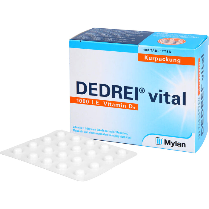 DEDREI vital 1.000 I.E. Vitamin D3 Tabletten Kurpackung, 180 pcs. Tablets