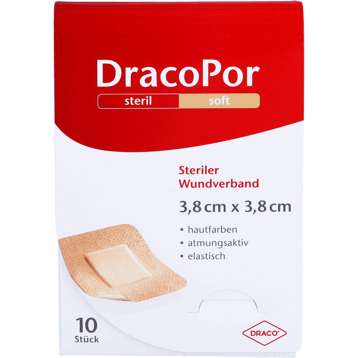 DRACOPOR Wundverband steril 3,8x3,8cm hautfarben, 10 pcs. Patch