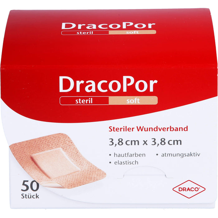 DRACOPOR Wundverband steril 3,8x3,8cm hautfarben, 50 pc Pansement