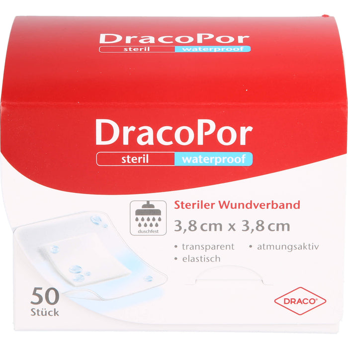 DRACOPOR waterproof Wundverband steril 3,8x3,8cm, 50 St. Pflaster