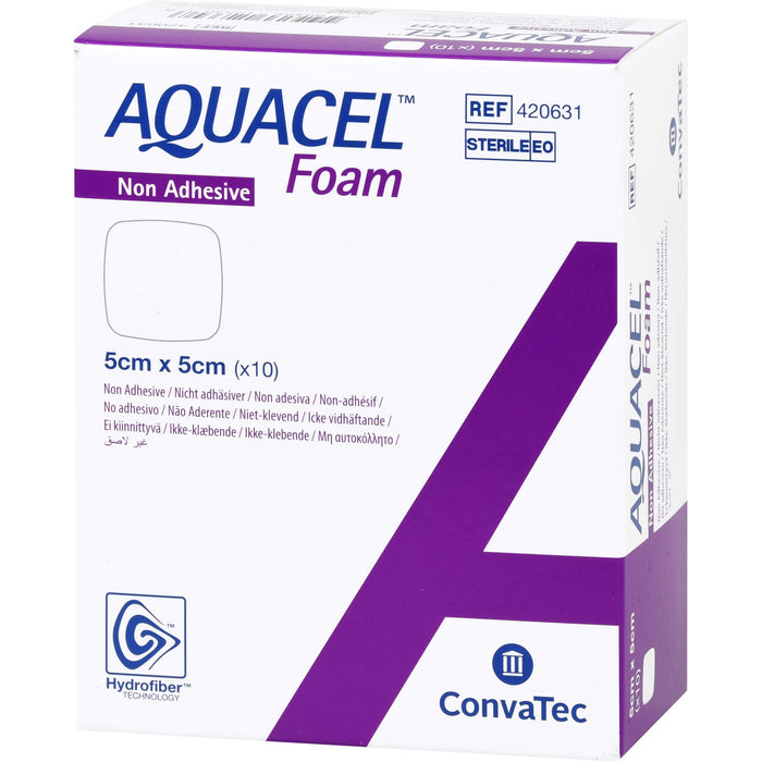 AQUACEL Foam nicht adhäsiv 5X5cm Verband, 10 St VER