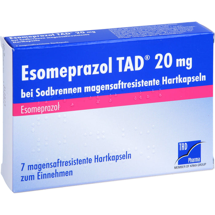 Esomeprazol TAD 20 mg Hartkapseln bei Sodbrennen, 7 pcs. Capsules