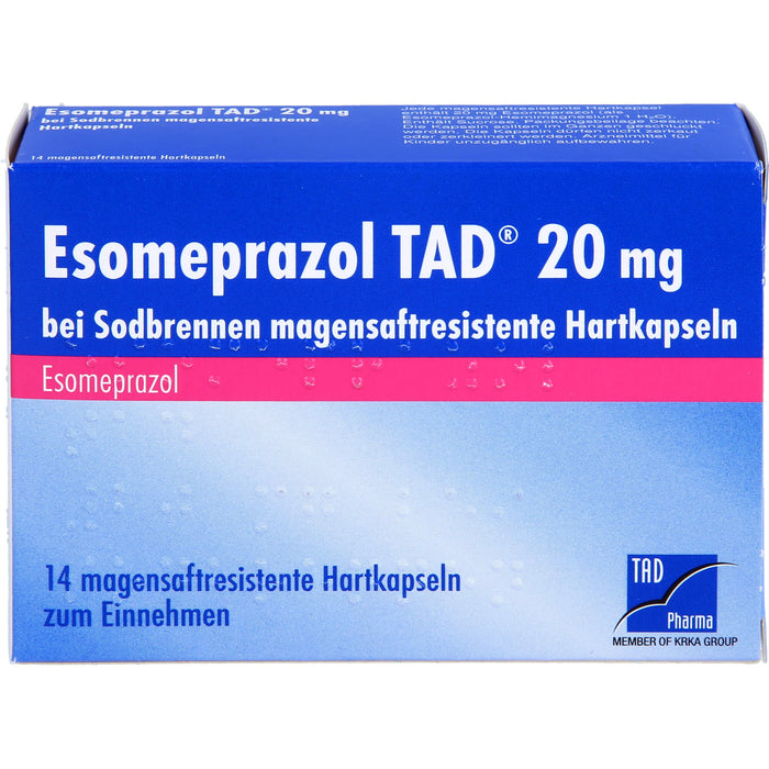 Esomeprazol TAD 20 mg bei Sodbrennen magensaftresistente Hartkapseln, 14 pc Capsules