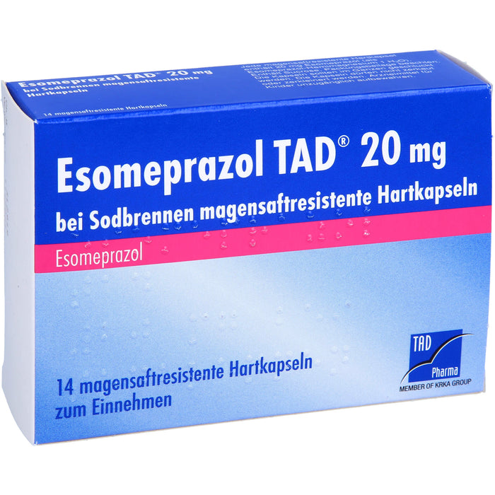 Esomeprazol TAD 20 mg bei Sodbrennen magensaftresistente Hartkapseln, 14 St. Kapseln