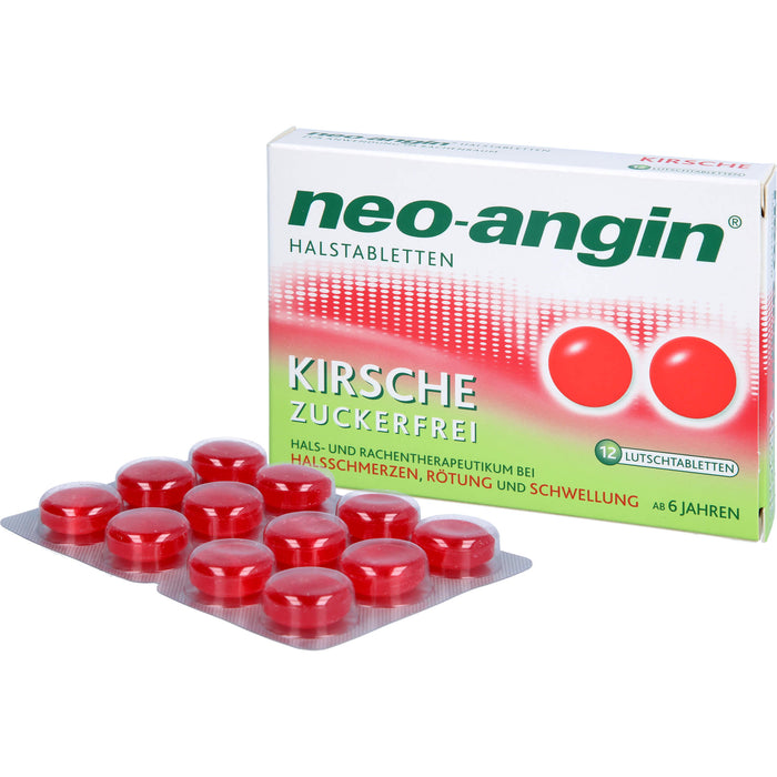 neo-angin Halstabletten Kirsche bei Halsschmerzen, Rötung und Schwellung, 12 pc Tablettes