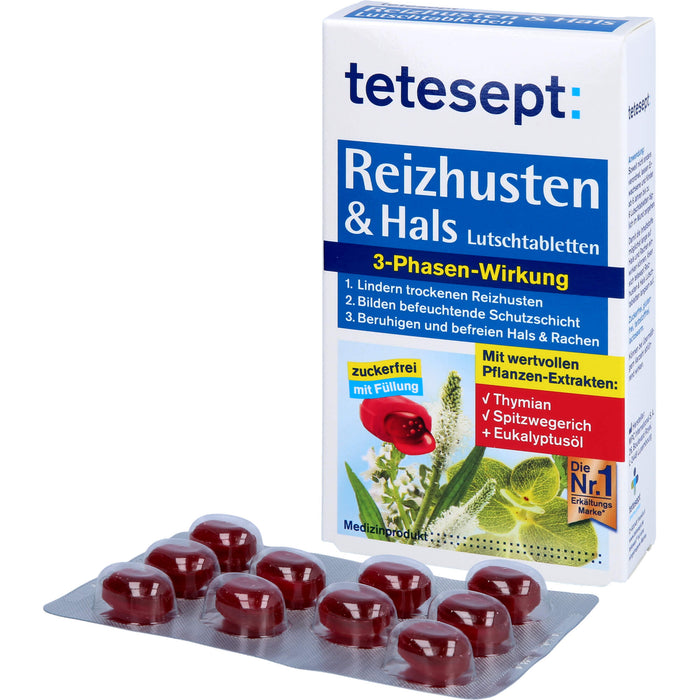 tetesept Reizhusten & Hals Lutschtabletten bei erkältungstypischen Beschwerden wie Husten, Heiserkeit und leichten Halsschmerzen, 20 pcs. Tablets