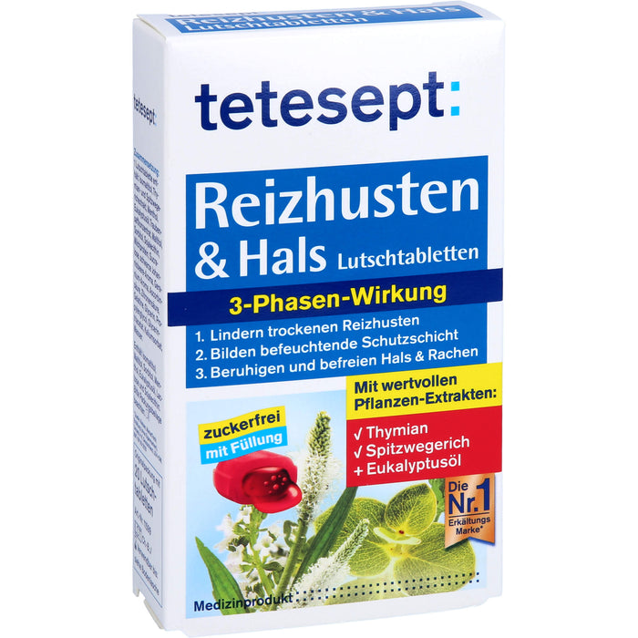 tetesept Reizhusten & Hals Lutschtabletten bei erkältungstypischen Beschwerden wie Husten, Heiserkeit und leichten Halsschmerzen, 20 pc Tablettes