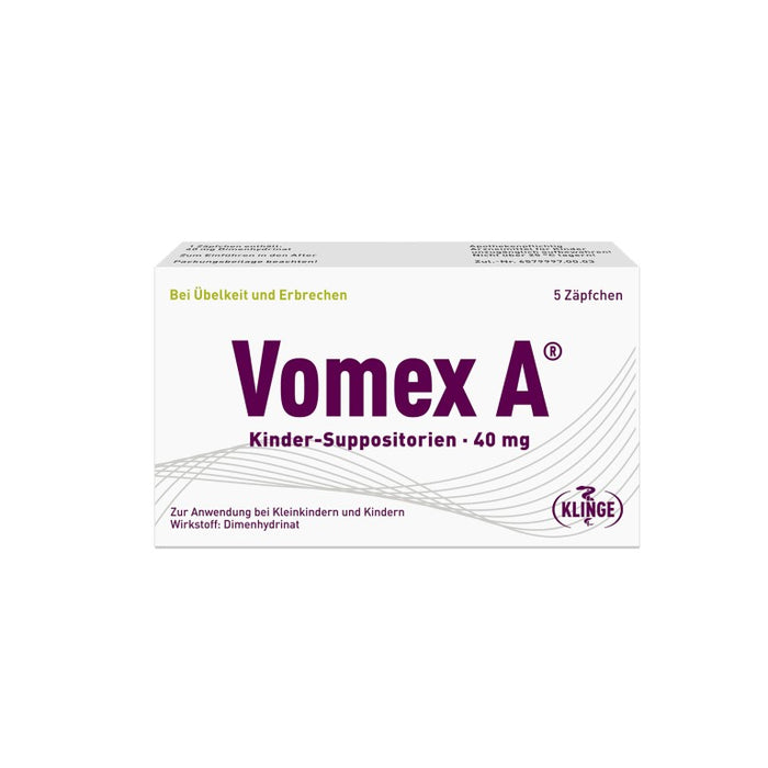 Vomex A 40 mg Kinder-Suppositorien, 5 pcs. Suppositories