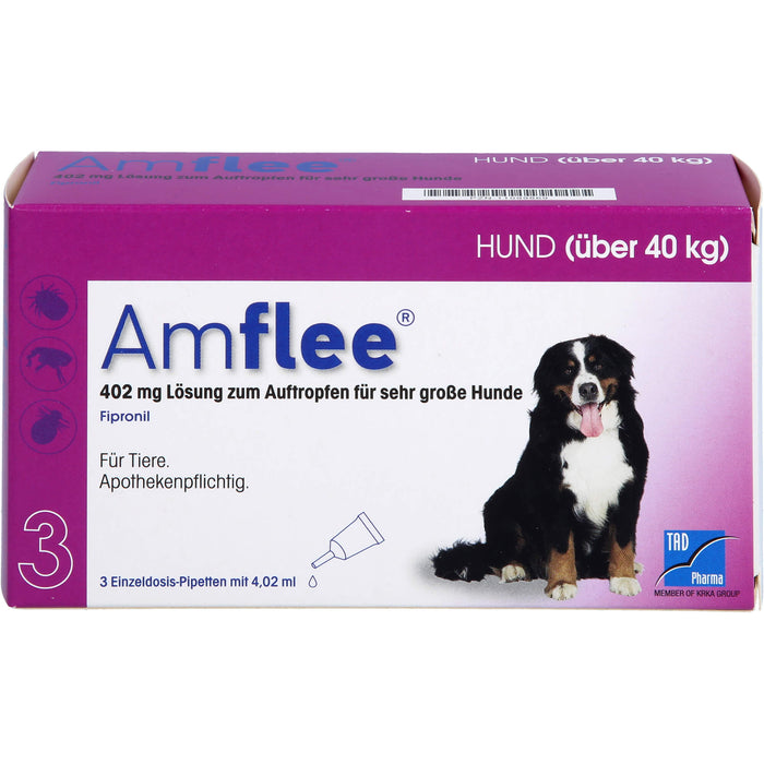 Amflee 402 mg Lösung zum Auftropfen für Hunde über 40 kg, 3 pcs. Ampoules