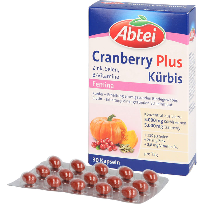 Abtei Cranberry plus Kürbis Femina Kapseln, 30 pc Capsules