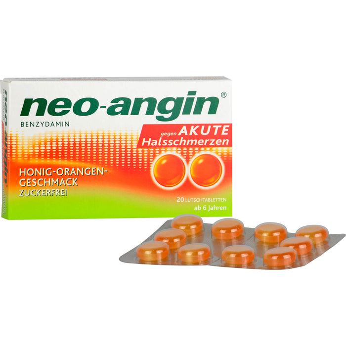 neo-angin Benzydamin Honig-Orangen-Geschmack Lutschtabletten, 20 pc Tablettes