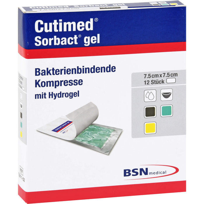 CUTIMED Sorbact Gel Kompressen 7,5x7,5cm, 12 St KOM