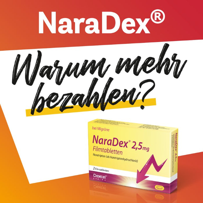 NaraDex 2,5 mg gegen Migräne, 2 St. Tabletten