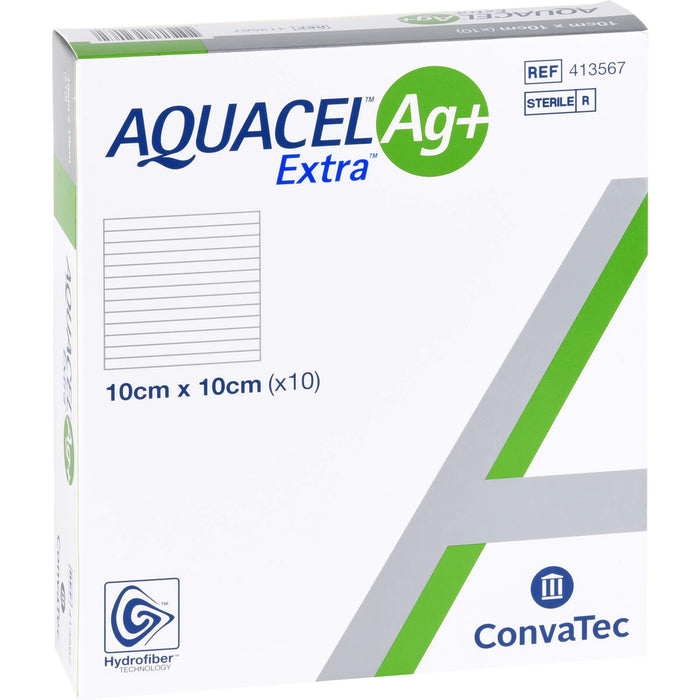 AQUACEL Ag+ Extra 10x10 cm Kompressen, 10 St KOM