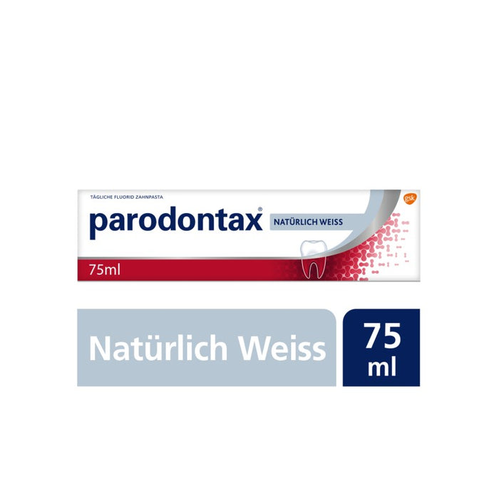 PARODONTAX Natürlich Weiss Zahnpasta bringt das natürliche Weiß zurück und hilft Zahnfleischbluten vorzubeugen, 75 ml Toothpaste